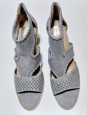 DOLCE  VITA Women's Radd Perforated Upper  Gray Heeled Sandals - 9.5M